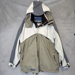 SWAG Mens XL Technical Ski Snowboard Jacket Gray Waterproof Hooded Y2K